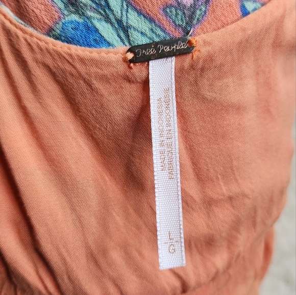 Free People OB574950 Orange Dear You Backless Mini Dress w/Pockets Sz Large - Picture 6 of 11